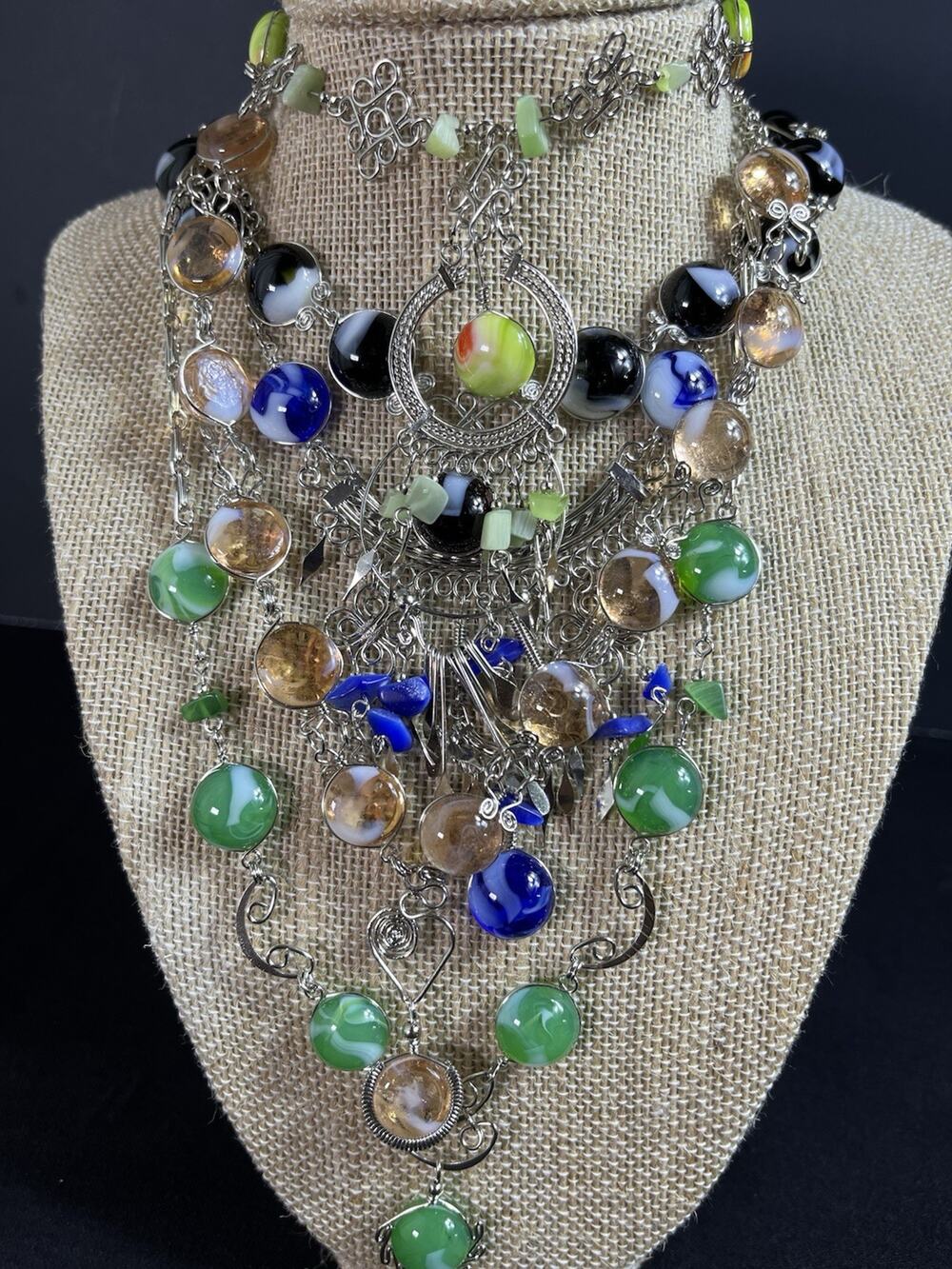 Lot 05 Murano Glass & Alpaca Silver Necklaces From Perú. NEW